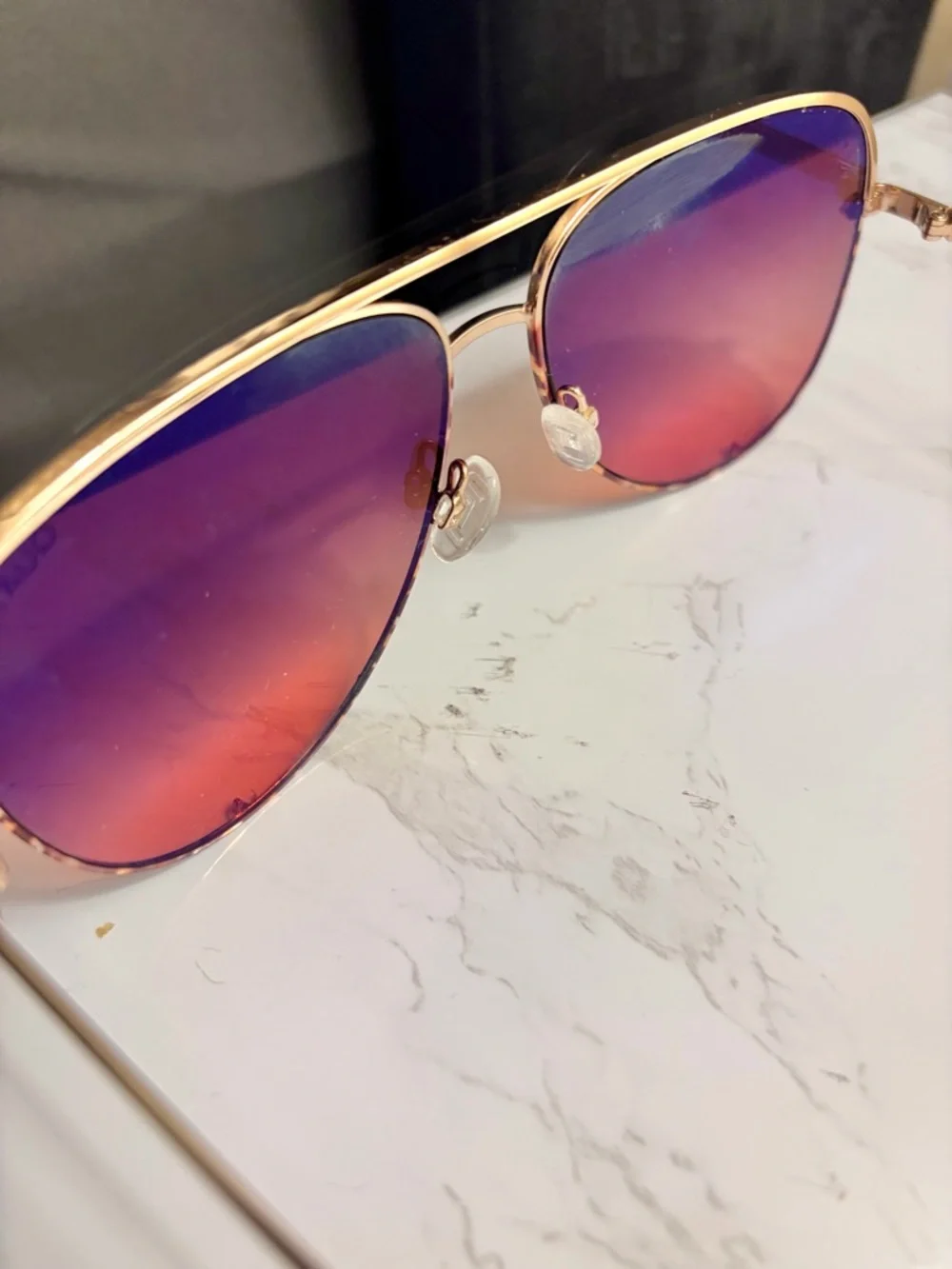 Quay Australia Gold Frame Sunglasses with Orange Gradient Lenses